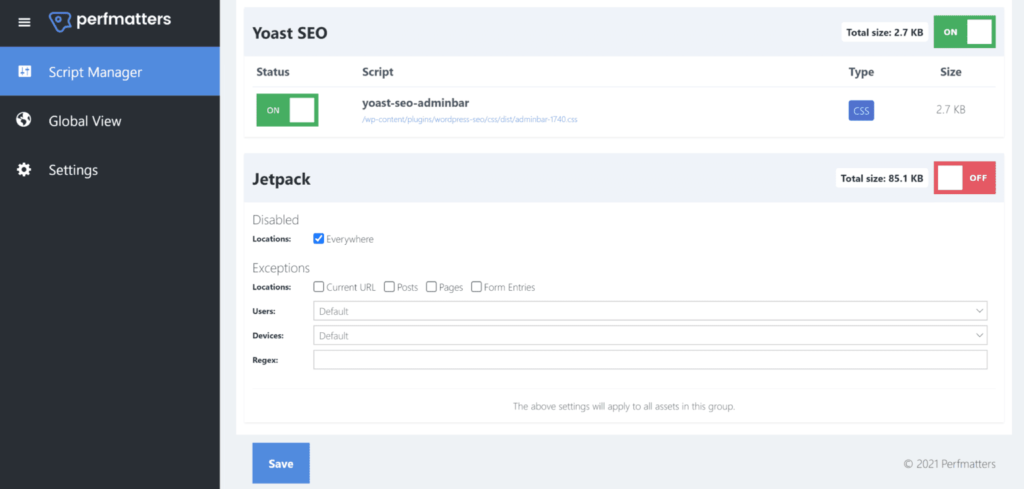 Perfmatters gives you full control over where plugins load CSS files and Javascript files.