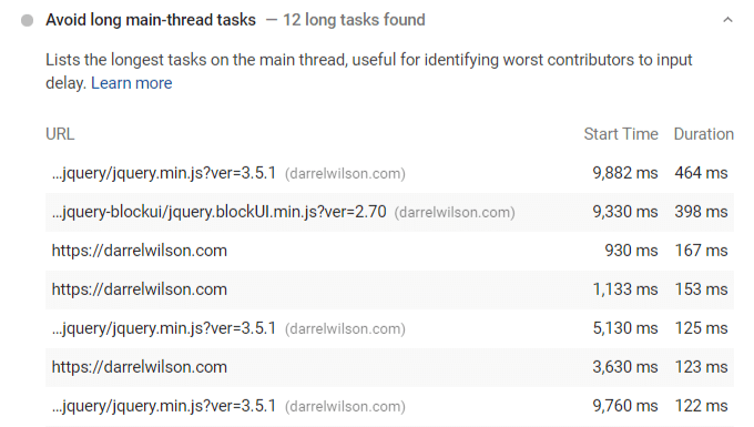 PageSpeed long thread recommendation