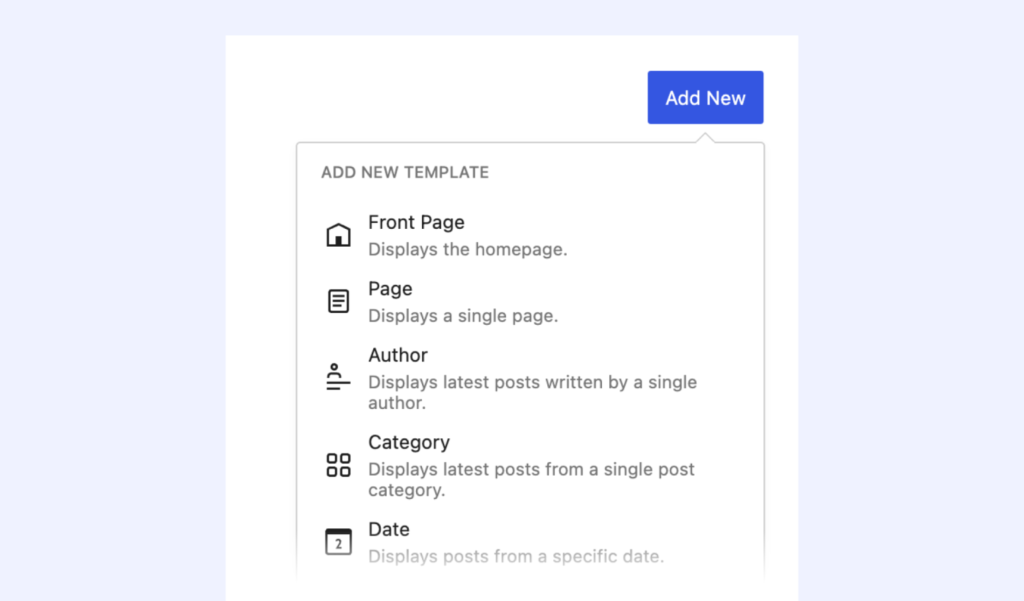 New template in WordPress 6.1