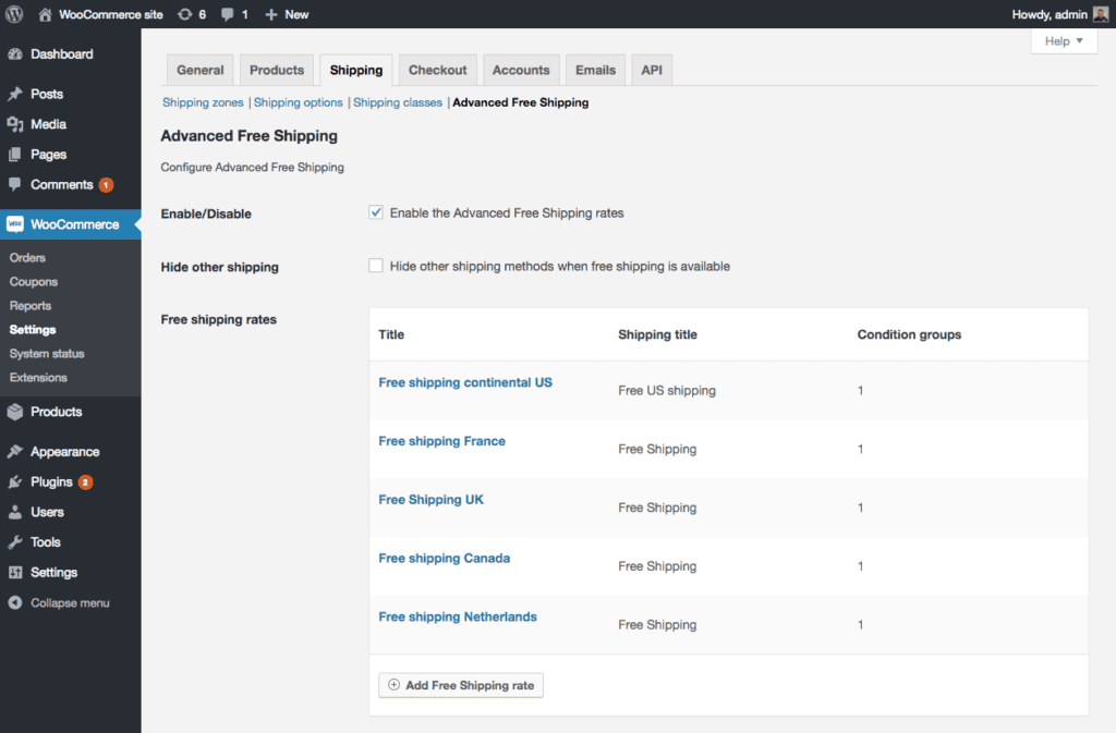 Advanced shipping methods in WooCommerce 