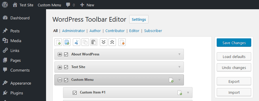 Admin Menu Editor