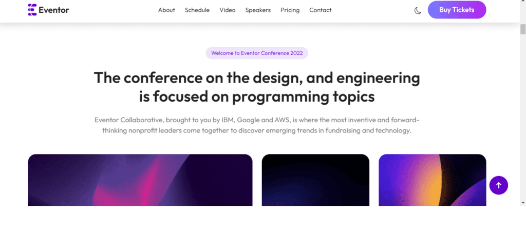 Eventor landing page template 