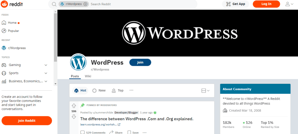 wordpress-group-on-reddit