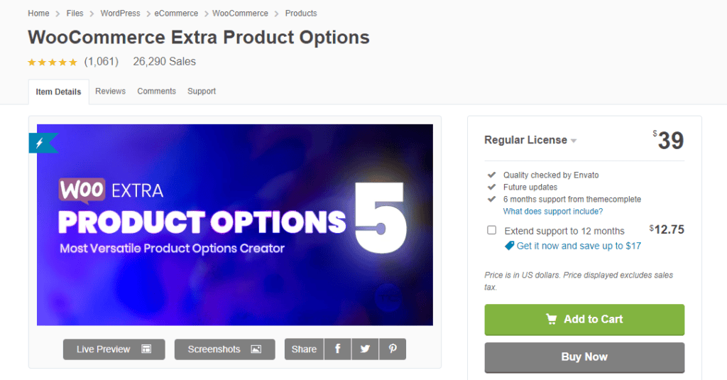 Extra Product Options for WooCommerce
