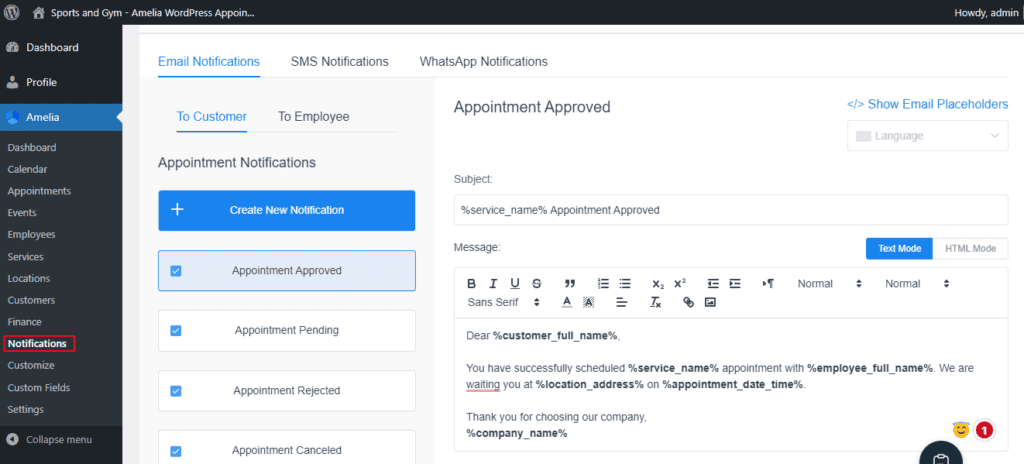 wp-amelia-notifications-in-wordpress-dashboard