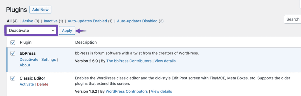 Disable plugins