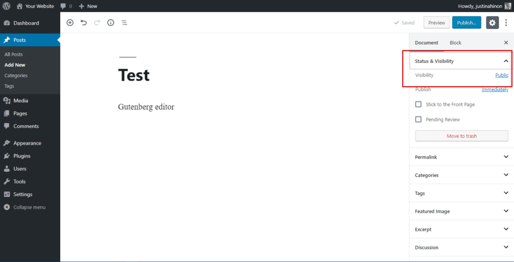 Setting page & post visibility