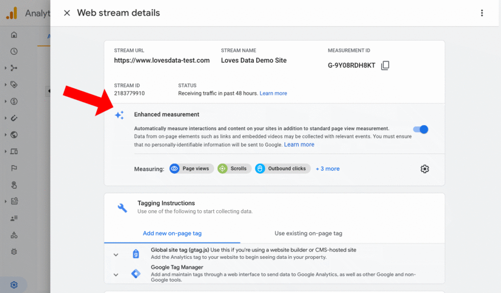Enhanced measurement - Google analytics