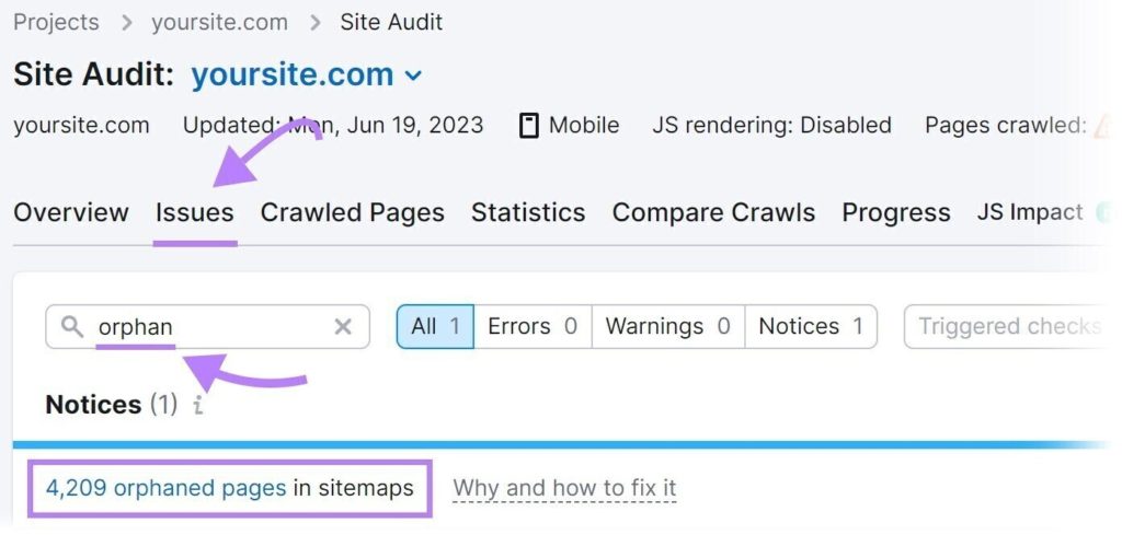 Fix crawlability problem - identify-orphan-pages
