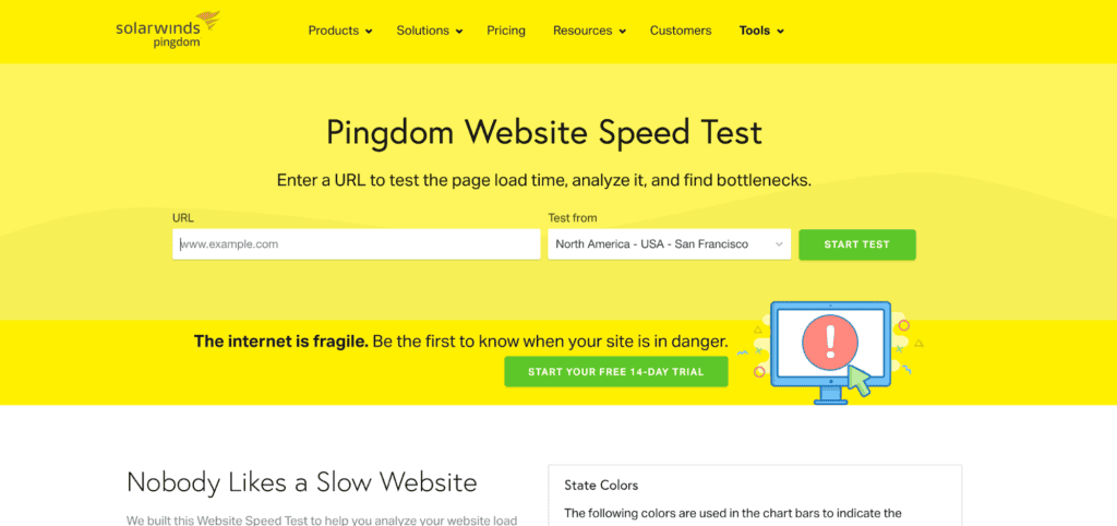 Pingdom-website speed test tools