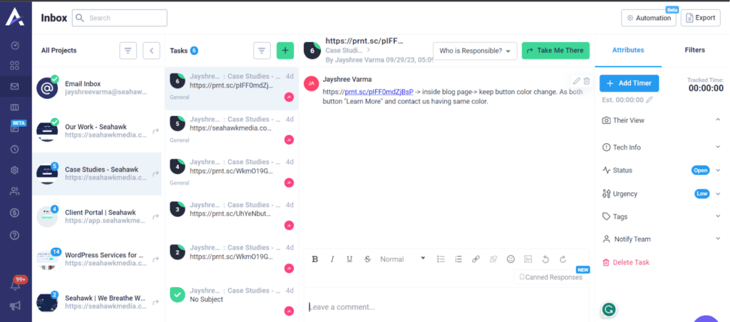 Atarim Shared Inbox with Team & Clients