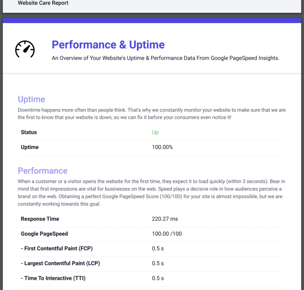 WP Umbrella performance & uptime