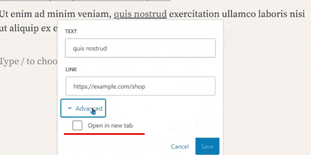 Open in New Tab Toggle