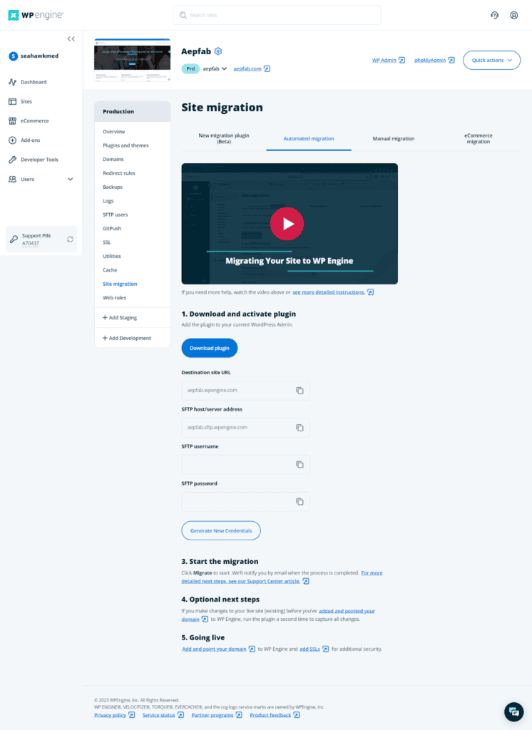 WP Engine Site Migration