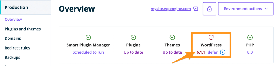 WP Engine WordPress Core Updates