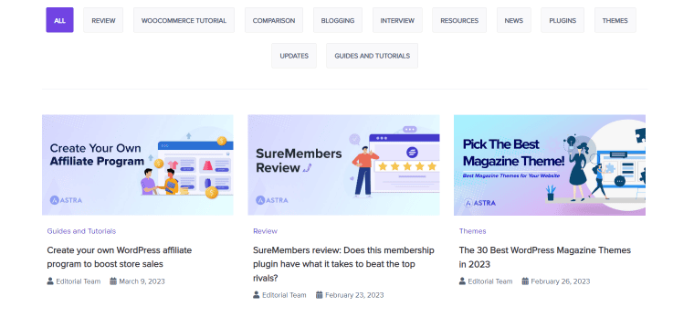 Astra WordPress blog 