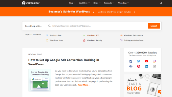 WPBeginner- wordpress blogs follow