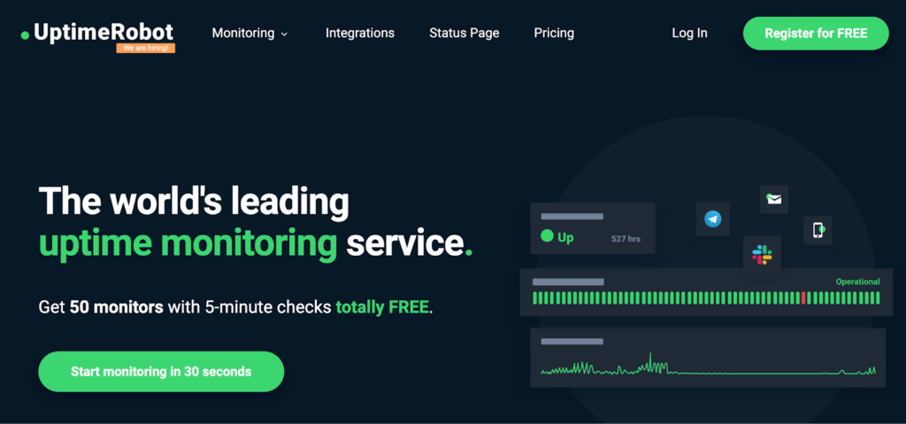 Uptime robot for monitoring WordPress