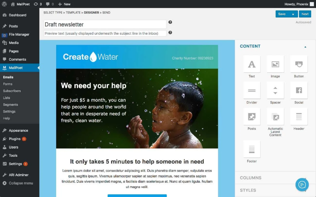 WordPress Email Plugin - Mailpoet