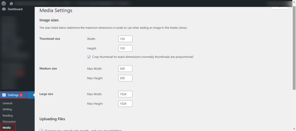 critical-error-on-your-wordpress-website-media-settings
