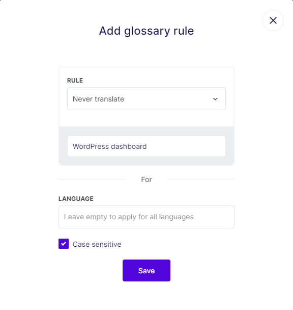 Glossary rule weglot