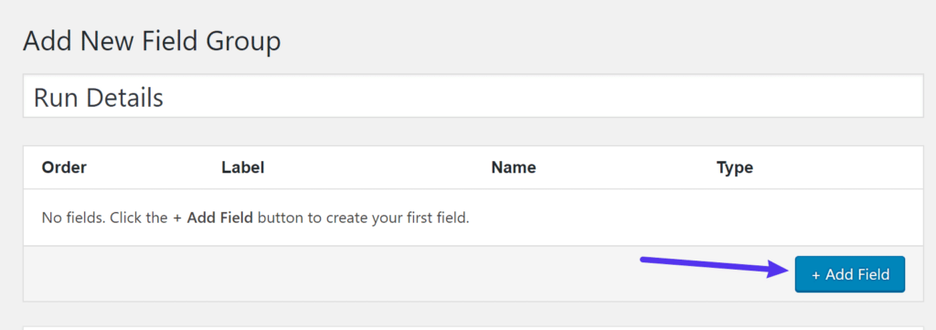 Advanced custom fields - new field group