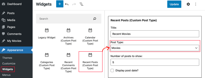 displaying custom post type using widget