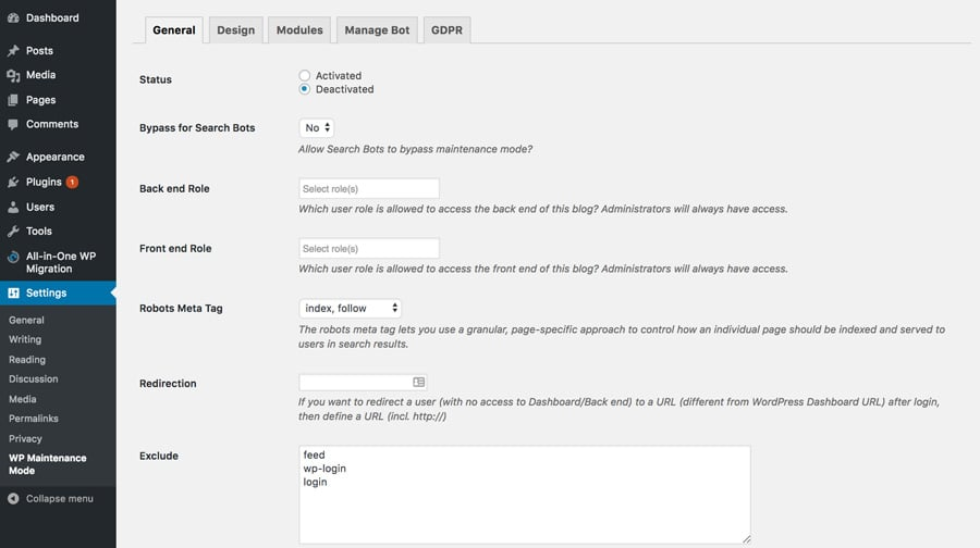 WordPress Maintenance Mode