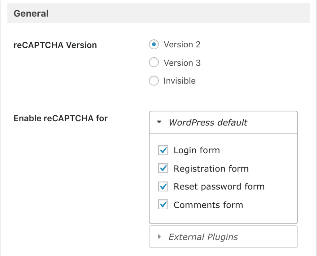 WordPress reCAPTCHA