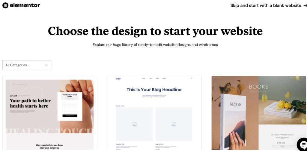 Choose-template-for-One-Page Website in WordPress