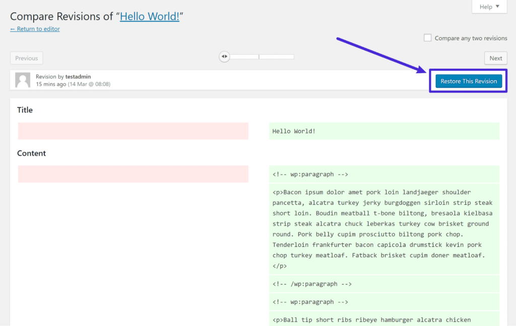 How to Undo Changes in WordPress