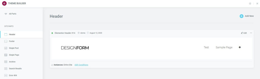 Customize Header Elements
