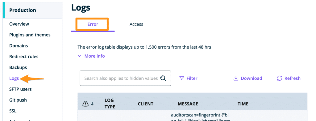 wordpress-error-logs-wp-engine