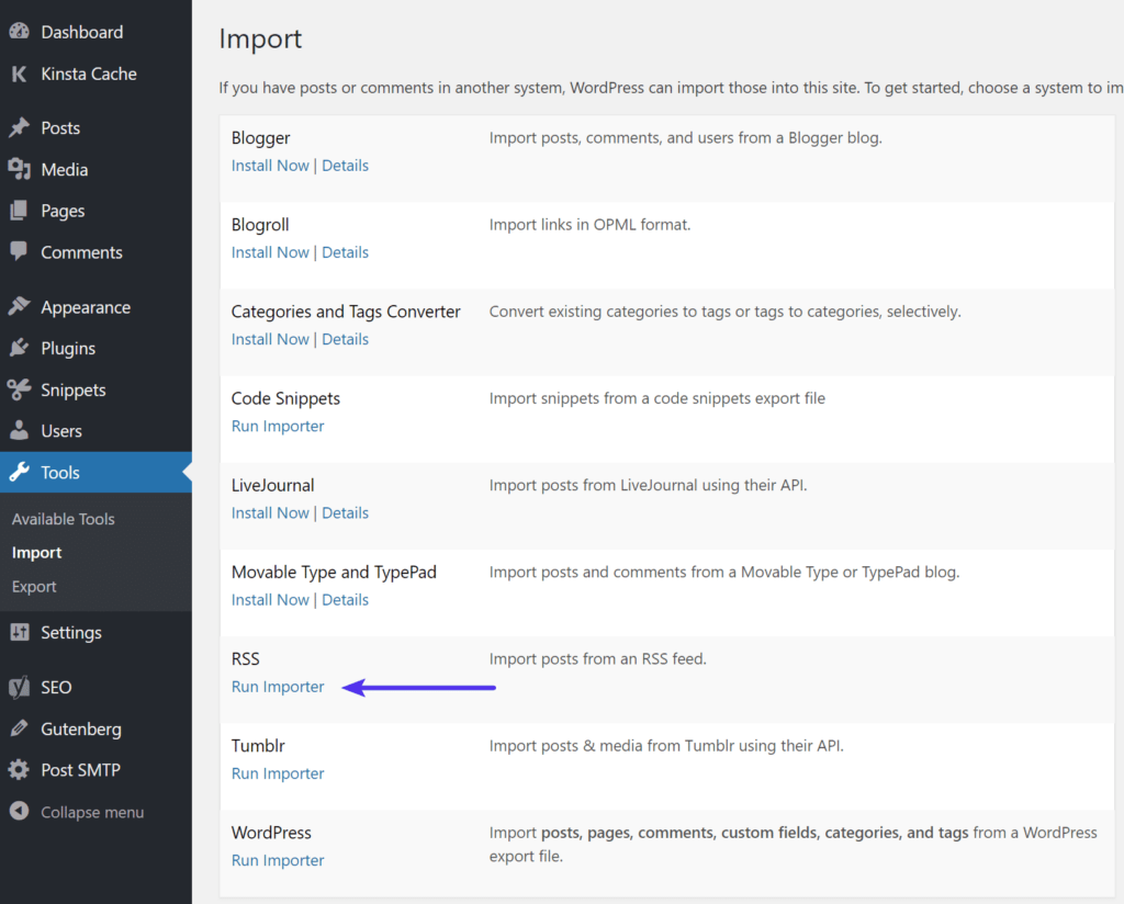 import to WP