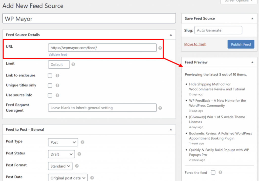 Import Posts Using Weebly RSS Feed