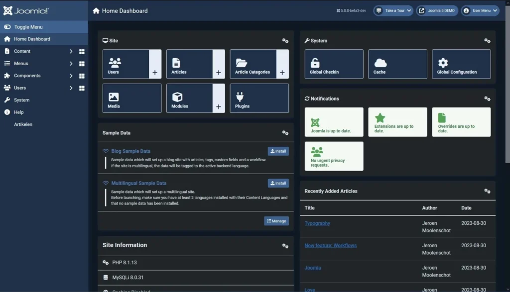 joomla-interface