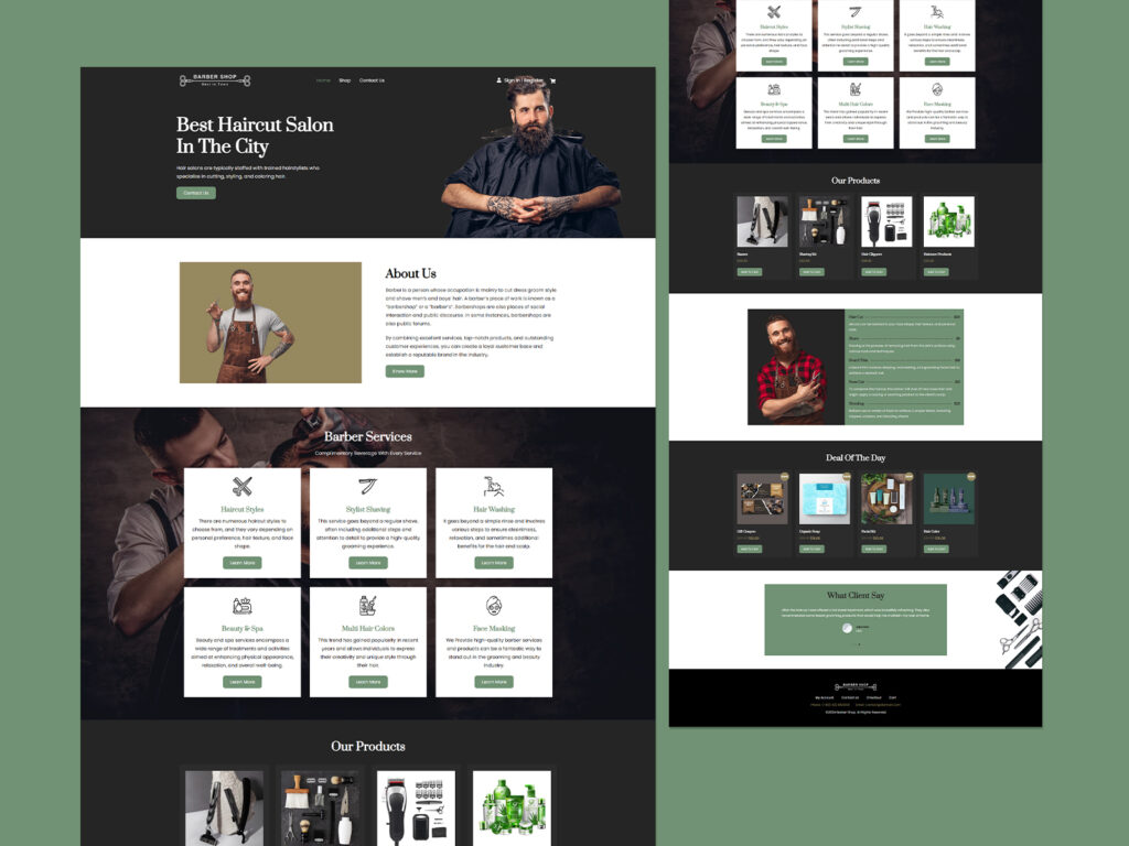 Barber shop woocommerce website template