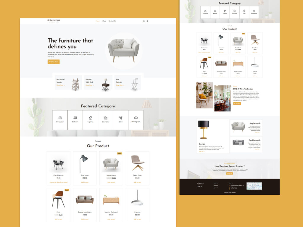WooCommerce  template to build furniture site