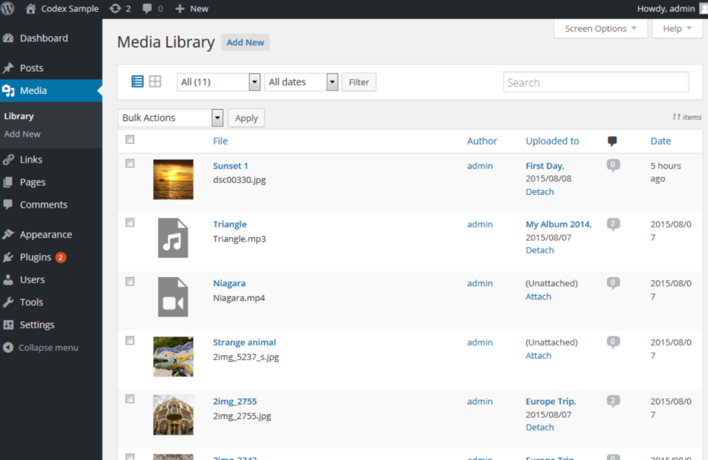 WordPress-media-library