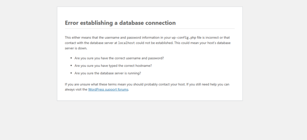 Error-Establishing-a-Database-Connection