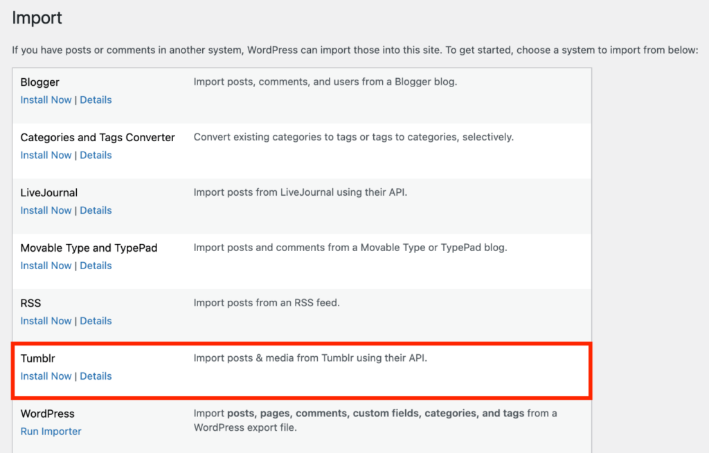  Tumblr Importer Plugin