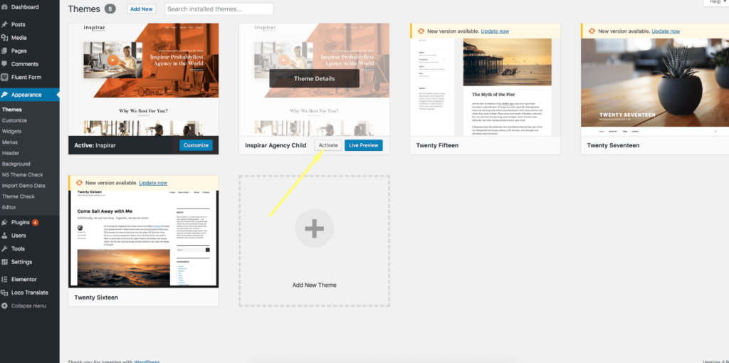 Installing and Activating the Theme