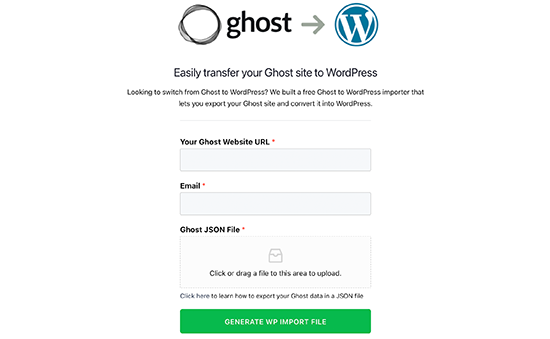 transfer your ghost site to wordpress