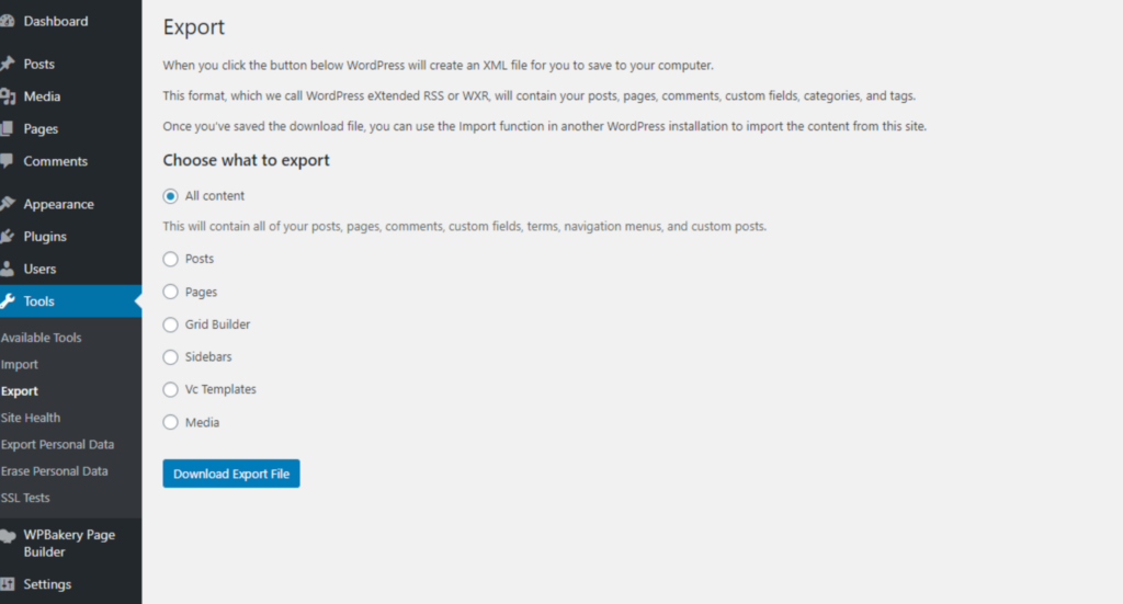 Export Posts From WordPress