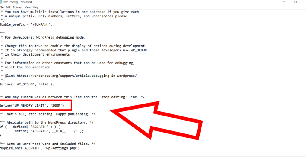 Increase PHP Memory Limit in wp-config.php