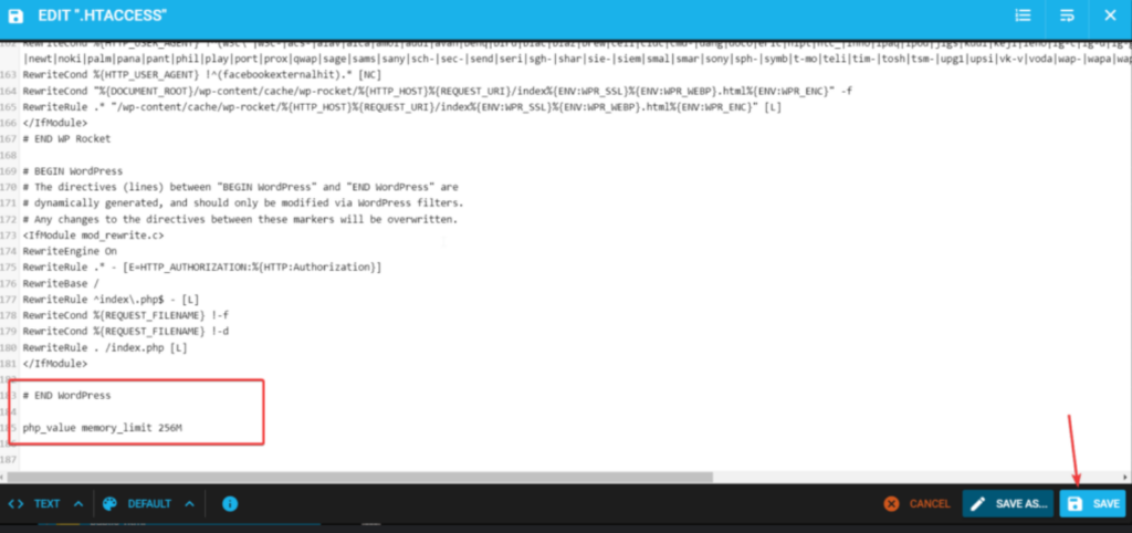 Increase the Limits in the .htaccess File
