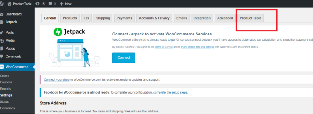 Install WooCommerce Product Table 