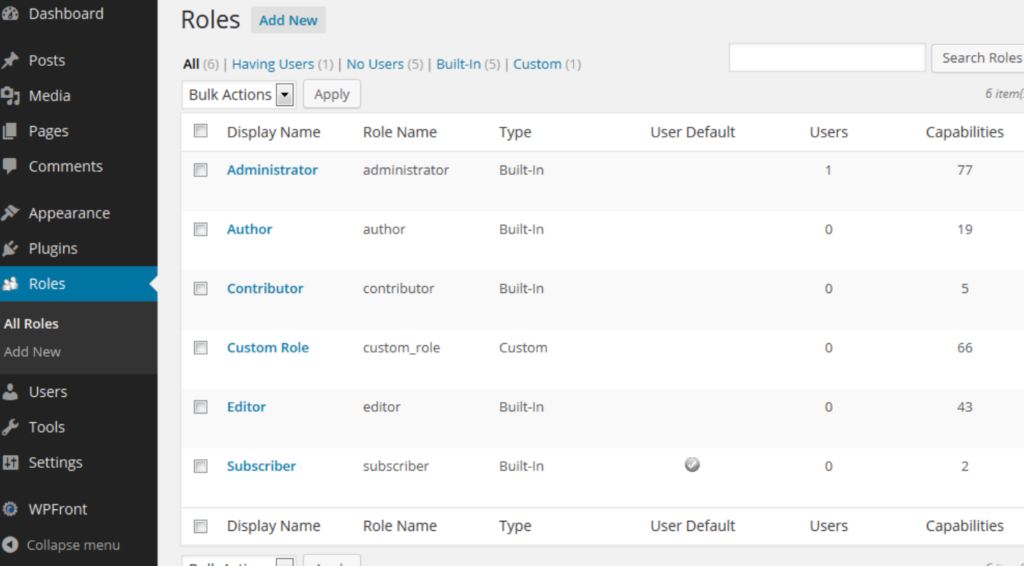 User Roles and Permissions