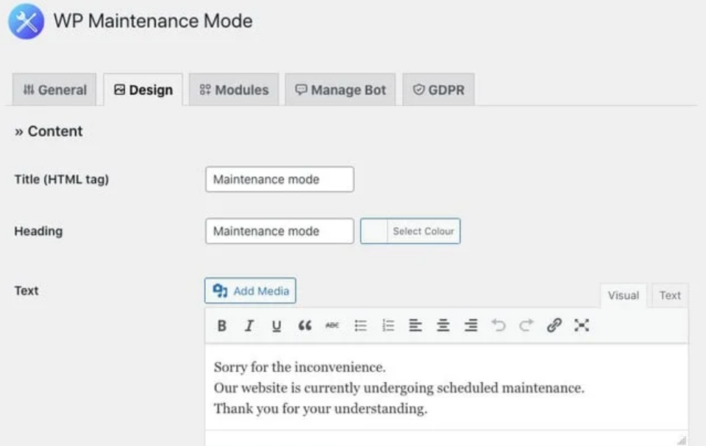 Activate Maintenance Mode