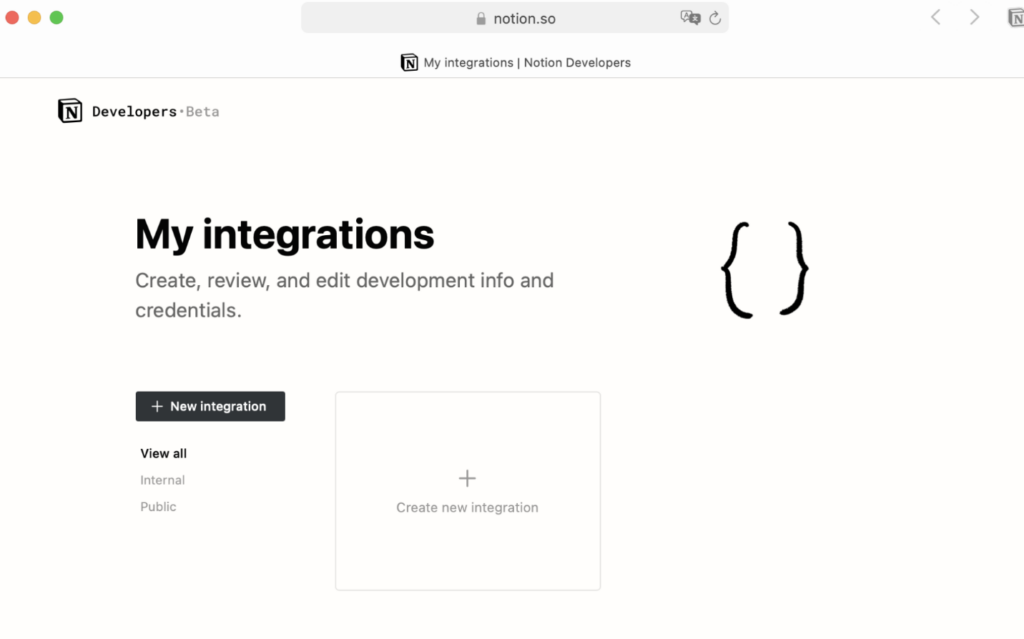 Creare un Token di integrazione interna nella nozione